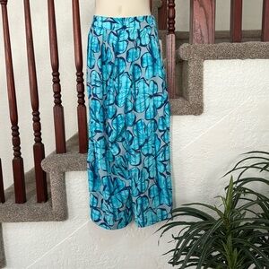ZARA Girl’s Floral Pareo Loose Pants Blue & Gray Size 9 NWT